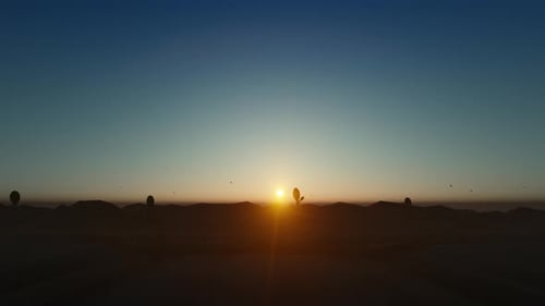 Wüstenlandschaft im äußersten Westen bei Sonnenuntergang 4k