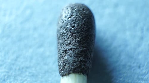 Macro Shot of Match Head on Blue Surface