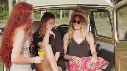 Friends Enjoying Tropical Getaway in Van