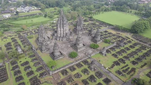 Aerial view hindu temple Prambanan in Yogyakarta, Indonesia.
