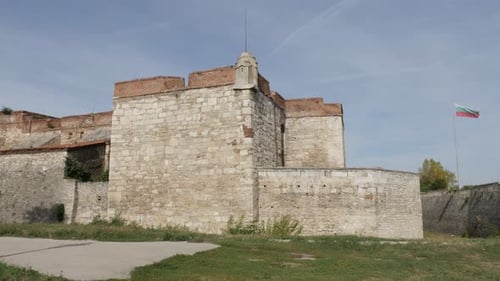 VIDIN, BULGARIA - OCTOBER 10, 2017 Walls and towers of Krepost Baba Vida fortress in northwestern B