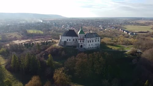 Ukraine Castle in Olesko Aerial, Oleskiy Zamok