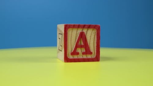 Close up shot letter "A" alphabet wooden block