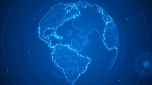 Planeta Tierra azul que gira