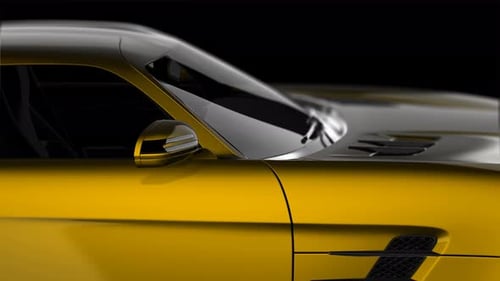 3D Rendered Gold Sports Car with Dynamic Camera Pan