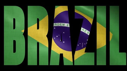 Waving Brazil Flag Text Fill Animation