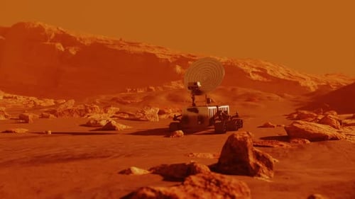 Animated Mars Rover Exploring Alien Red Planet Surface