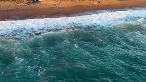 Sea waves in a storm aerial view 4 K