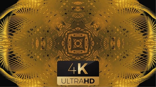 Golden Abstract Symmetrical Kaleidoscope Pattern Loop