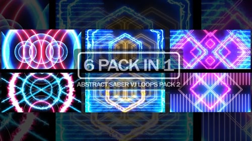 Abstract Neon Geometric Energy Loops Pack