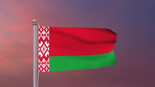 Realistic Waving Flag of Belarus Animation on Pole