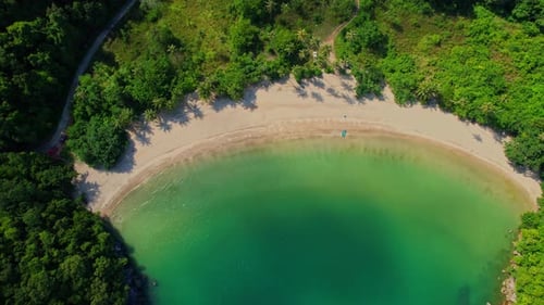 4K aerial view of the beautiful mountain coast of the tropical sea