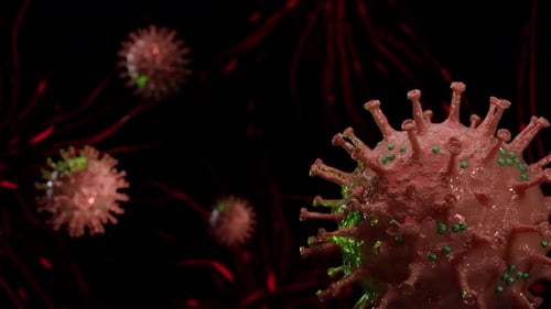 Animated 3D Virus Particles in Microscopic View