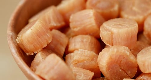 Close Up of Dried Scallops in Bowl