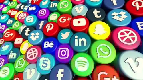 Animated 3D Social Media Icons Modern Background Loop