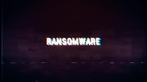 Texto ransomware con efecto retro glitch