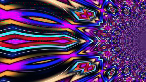 Abstract Neon Glowing Fractal Kaleidoscope Pattern Loop