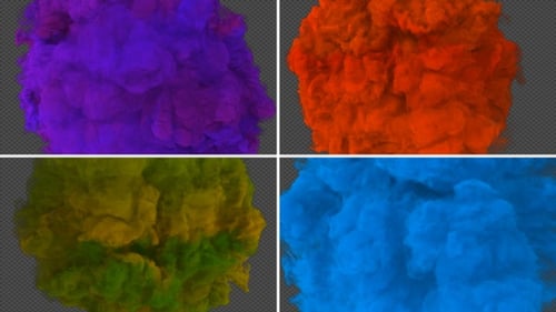 Vibrant Smoke Burst Explosion with Alpha Channel Transition