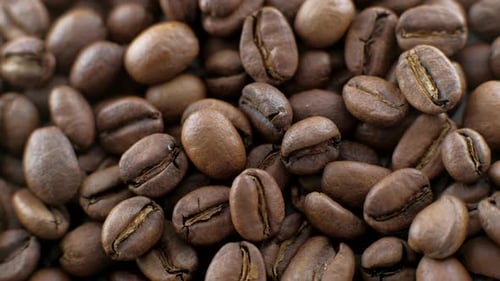 Top View Coffee Beans Roasted Rotating