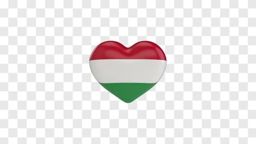 Hungarian Flag Heart Rotating 3D Animation