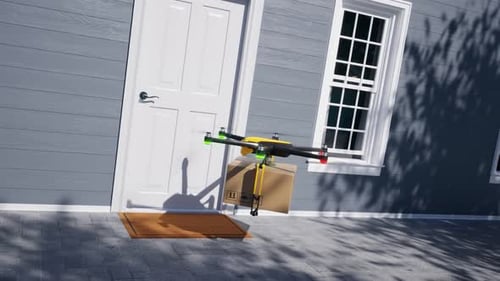 Automated Drone Package Delivery to House Animation