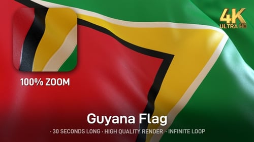 Waving Flag of Guyana with Realistic Fabric Texture