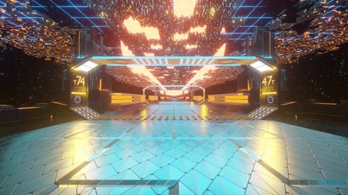 Flying Into Space Technological Tunnel Scifi Corridor