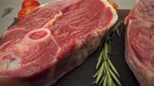 Raw Beef Steak with Spice and Seasoning Close Up