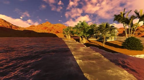 Panoramic sunset by the sea