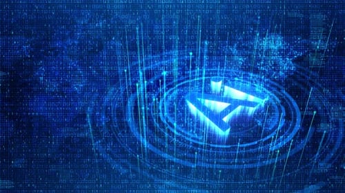 Artificial Intelligence Logo Reveal with Digital Data Flow Background