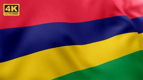Realistic Waving Mauritius Flag Background Loop