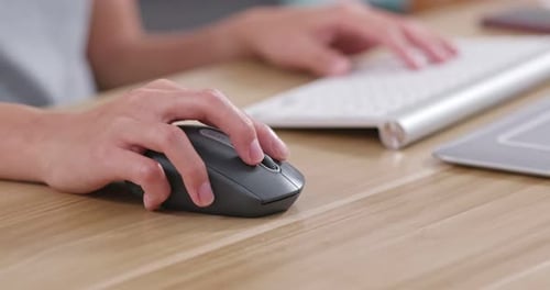 Woman work on computer at home