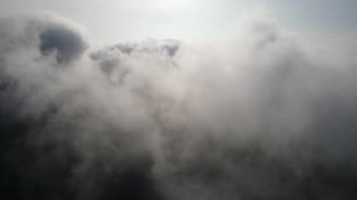 Aerial view misty morning cloud
