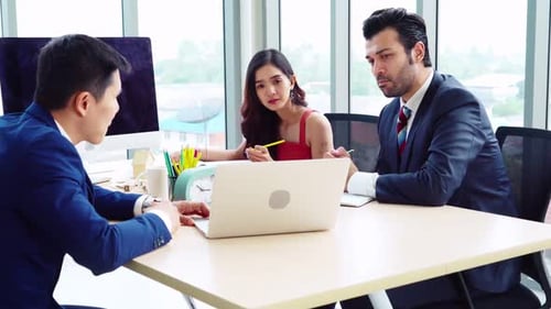 Business People in the Conference Room with Green Screen