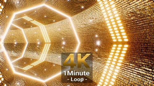 Glittering Light Gold VJ Tunnel 4K