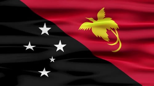 Ondeando la bandera de Papúa Nueva Guinea