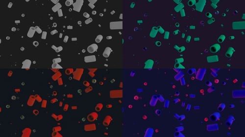 Floating 3D Abstract Cylinders and Rings Background Loop