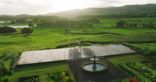 Top View of the Wedding Arch in a Green Field
