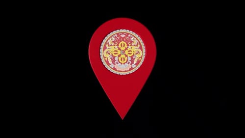 3D Rotating Map Pin with Religious Cultural Symbol