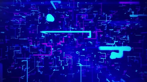 Ciberespacio digital con partículas y conexiones de redes de datos digitales (enlaces de blockchain)