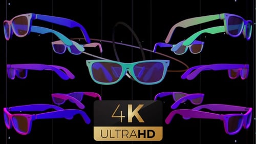 Dynamic Neon Sunglasses Rotating Background Animation