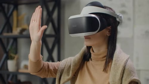 Woman Using Virtual Reality Headset