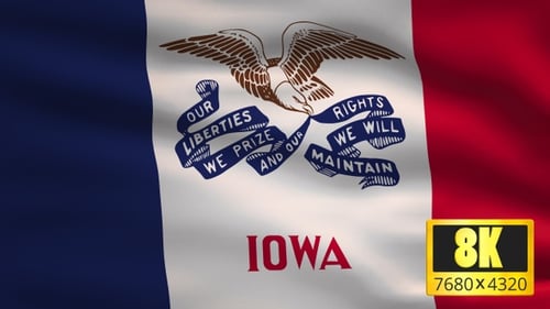Animated Iowa State Flag Waving in Wind