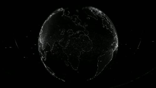 Futuristic Rotating Digital Earth Globe Network Animation