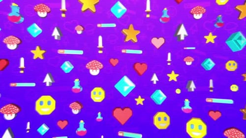 8-Bit Animated 3D Icons Looped