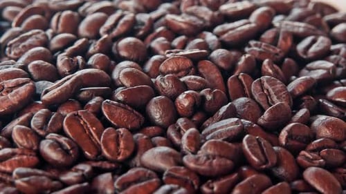 Roasted Coffee Beans Close Up, Dolly Shot