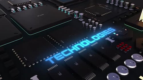 cabeçalho de tecnologia no fundo do chip com um grande número de processadores.