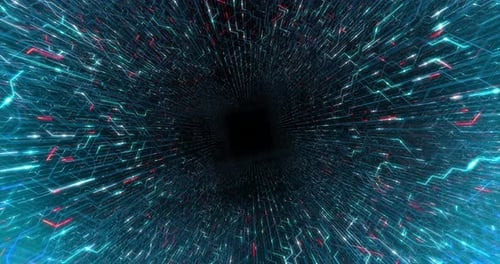 4K seamless loop abstract futuristic electronic circuit board.