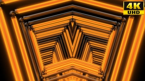 Abstract Geometric Neon Light Tunnel Loop Background