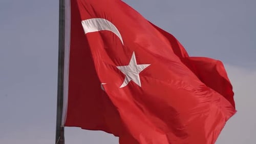 Turkish Flag Gently Flapping in Light Breeze